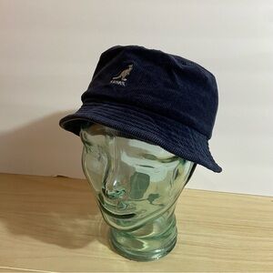 Kangol Y2K Navy Corduroy Cord Snipe Bucket Hat Small Kangaroo Preppy Streetwear